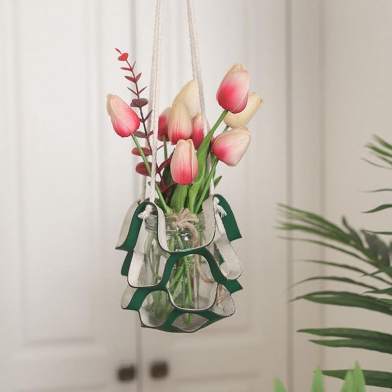 Plant Hanger made with Vegan Leather and Rope
