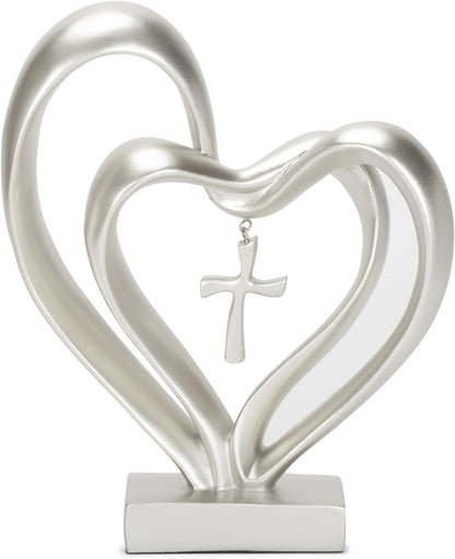 Marriage Takes Three - Entwined Heart & Cross Tabletop Accent