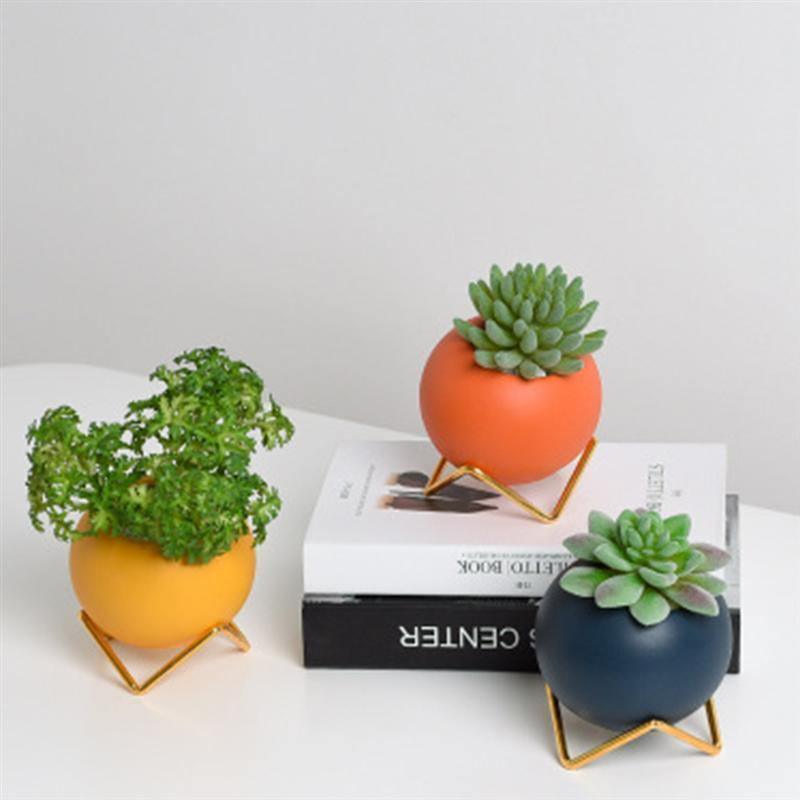 Vibrant Hues Ceramic Planter Pots with Stand