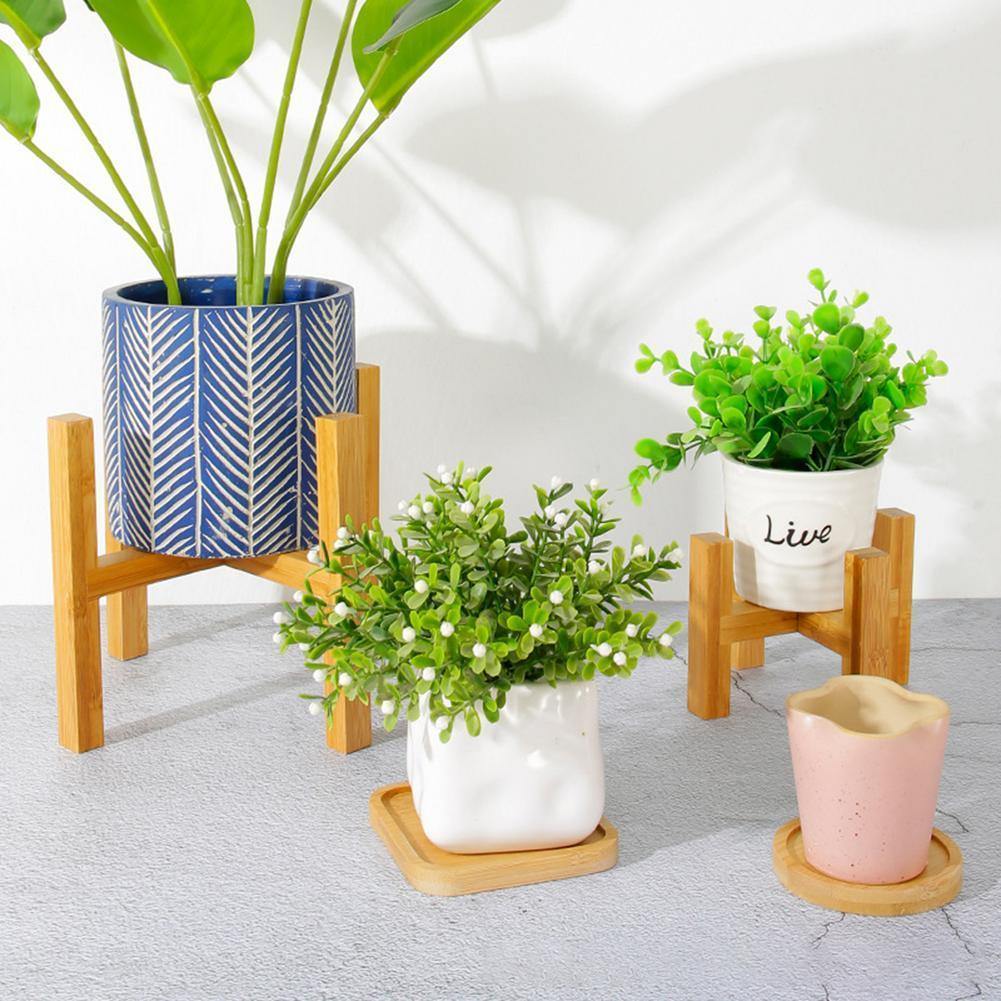 EcoHaven Bamboo Wood Plant Stand