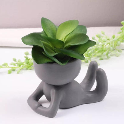 Petite Person Clay Succulent Planter