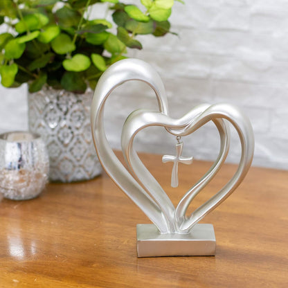 Marriage Takes Three - Entwined Heart & Cross Tabletop Accent