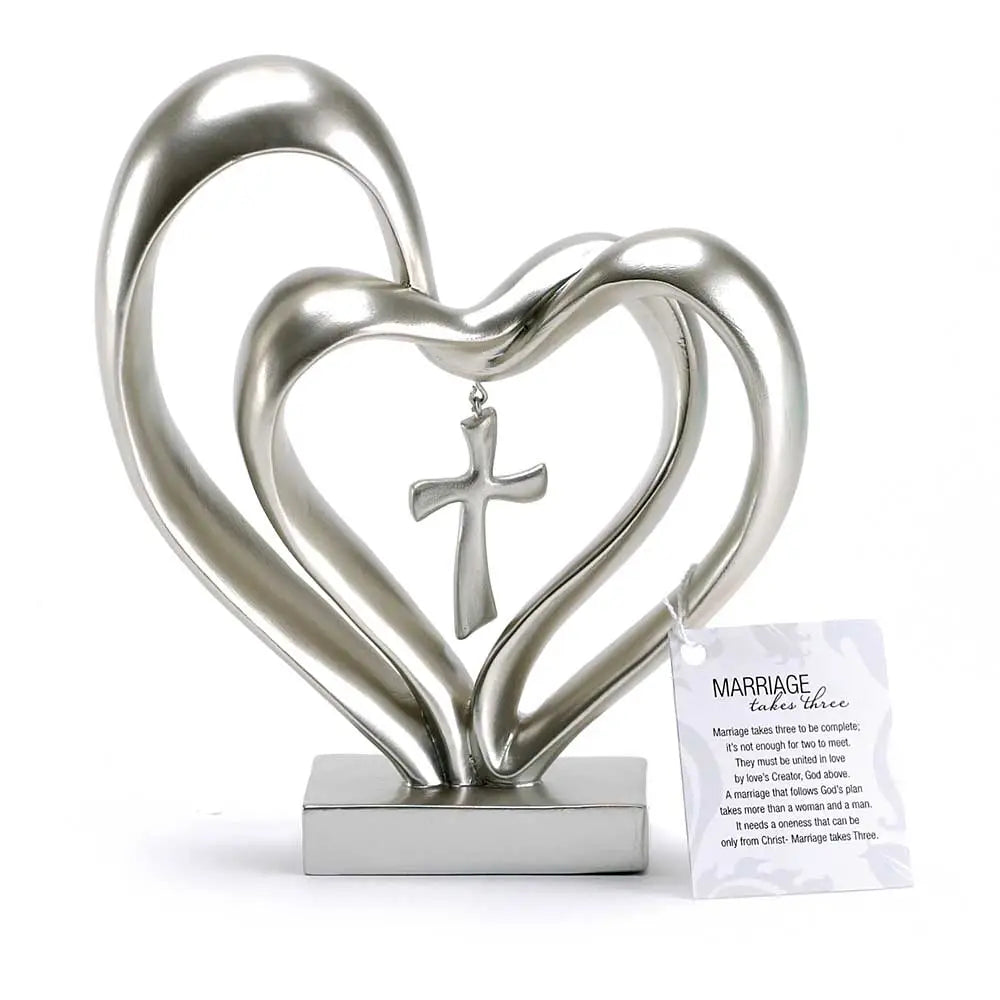 Marriage Takes Three - Entwined Heart & Cross Tabletop Accent