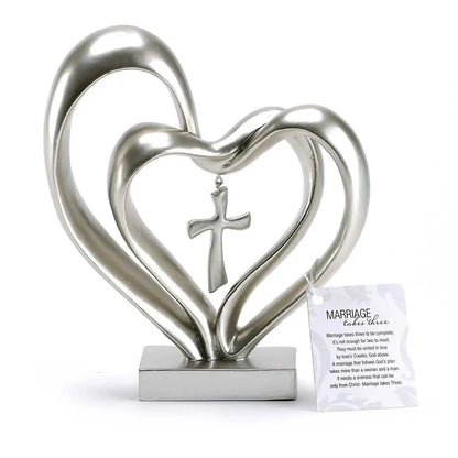 Marriage Takes Three - Entwined Heart & Cross Tabletop Accent