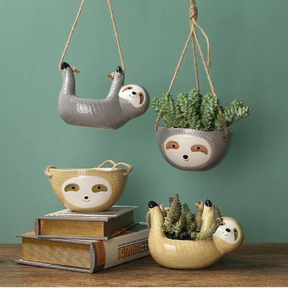 Lazy Ceramic Hanging Succulent Planter